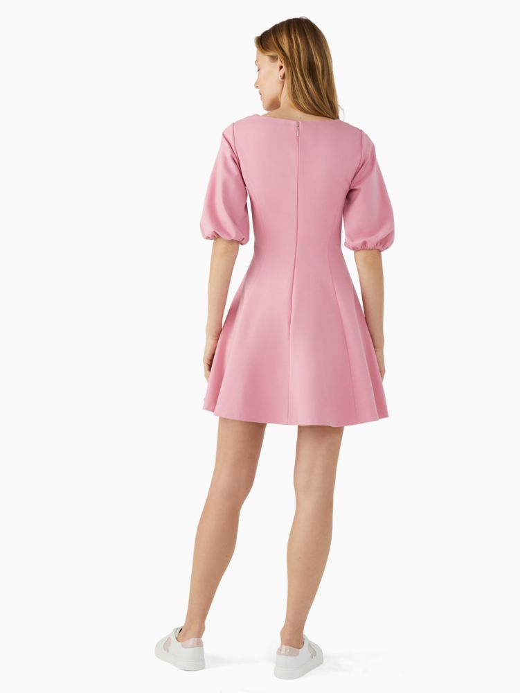 Kate Spade,ponte puff-sleeve dress,Viscose,60%,Dark Pink Sugar