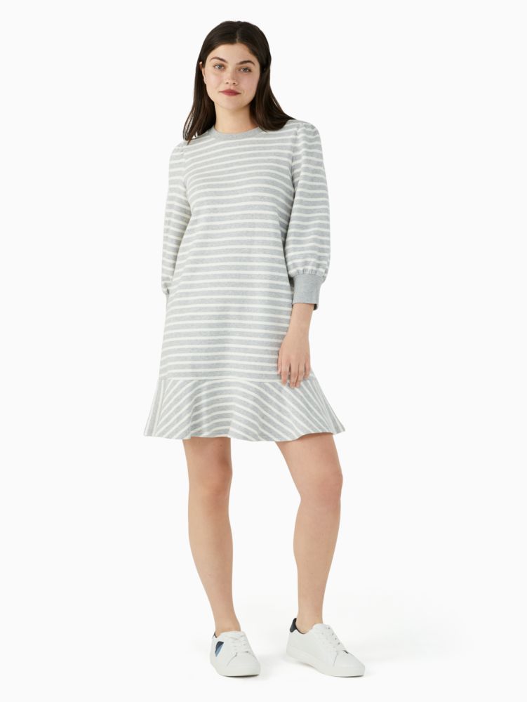 Kate Spade,sailing stripe sweatshirt dress,cotton,60%,Grey Melange