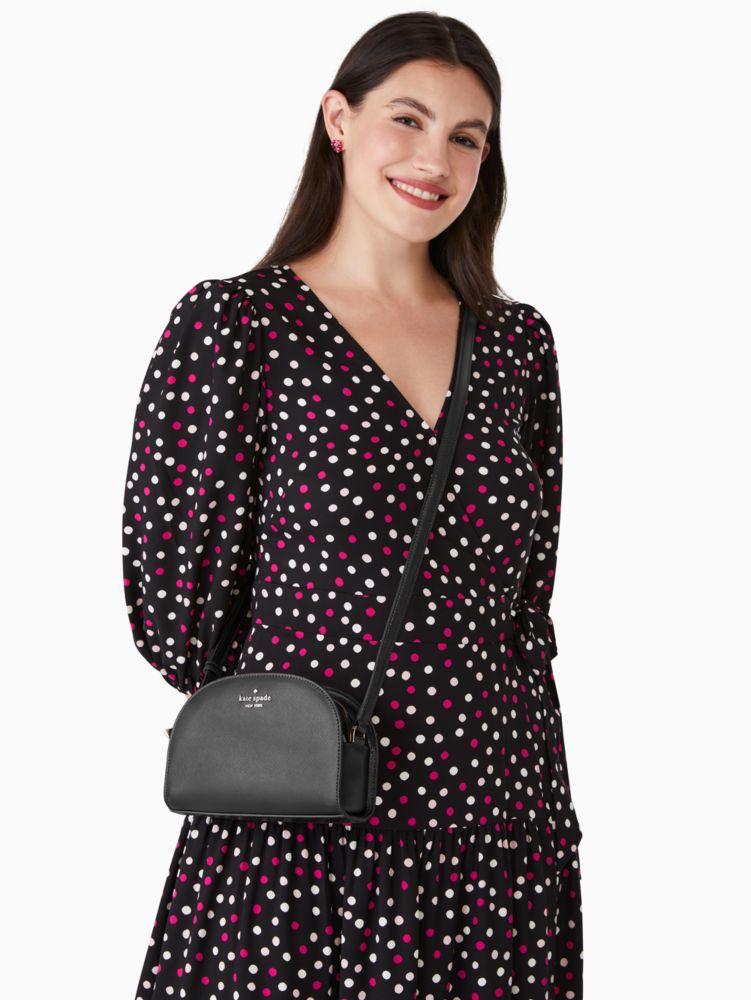 Kate Spade,perry leather dome crossbody,Black