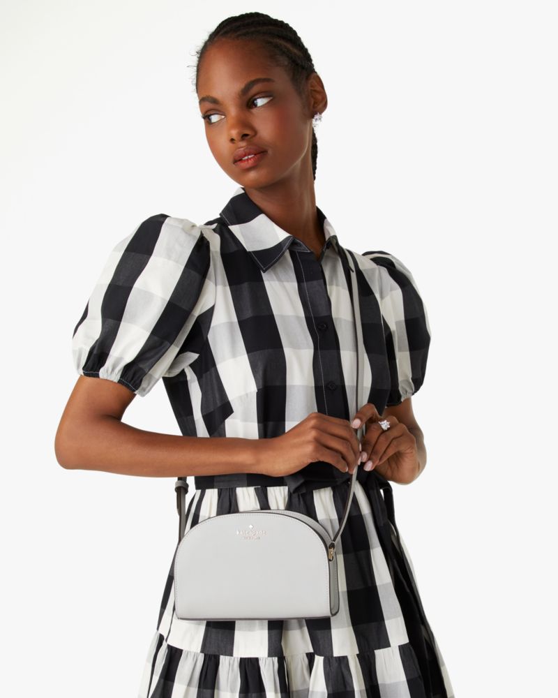 Kate Spade,Perry Leather Dome Crossbody,Leather,Crossbody,Logo,Metal,Casual,