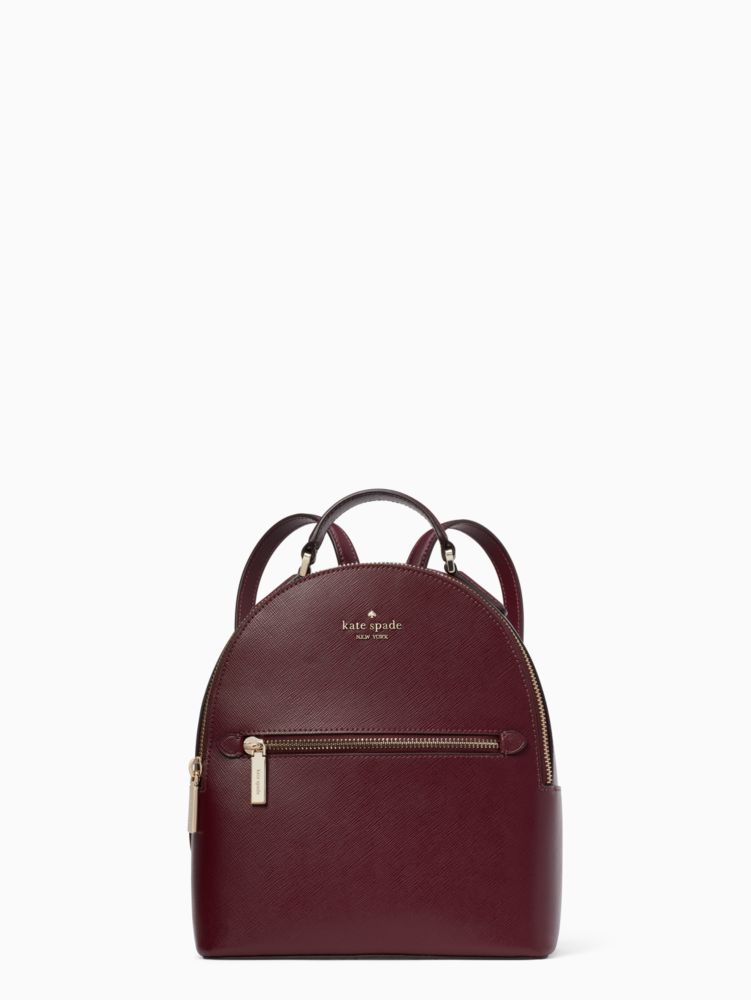 Deep Berry Perry Leather Small Backpack