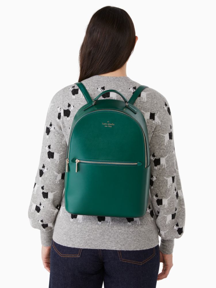 Kate Spade ♠️ Perry smooth leather Large Forest Green Backpack kate spade new york Backpack Green Bags & Handbags for Women  main image 3