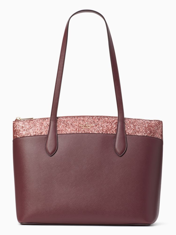 Kate Spade,flash glitter tote,75%,Cherrywood