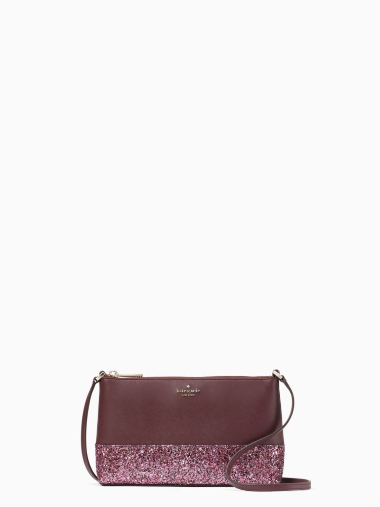 Kate Spade,flash glitter crossbody,75%,Cherrywood