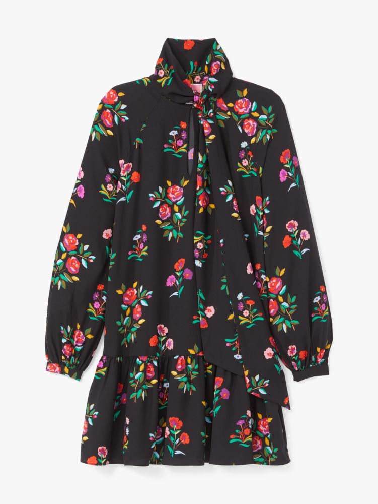 Kate Spade,Autumn Floral Tie Neck Dress,