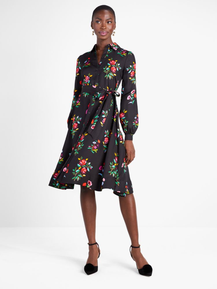 Kate Spade,Autumn Floral Silk-Blend Shirtdress,Wear to Work,