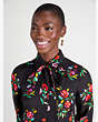 Kate Spade,Autumn Floral Silk-Blend Shirtdress,Wear to Work,Black
