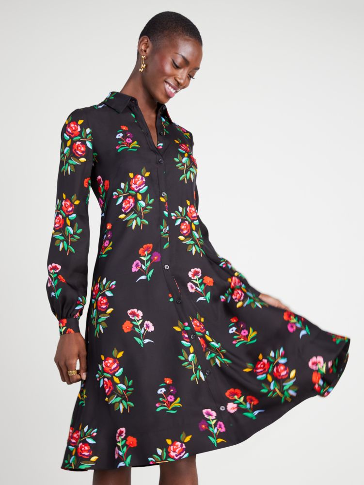 Kate Spade,Autumn Floral Silk-blend Shirtdress,