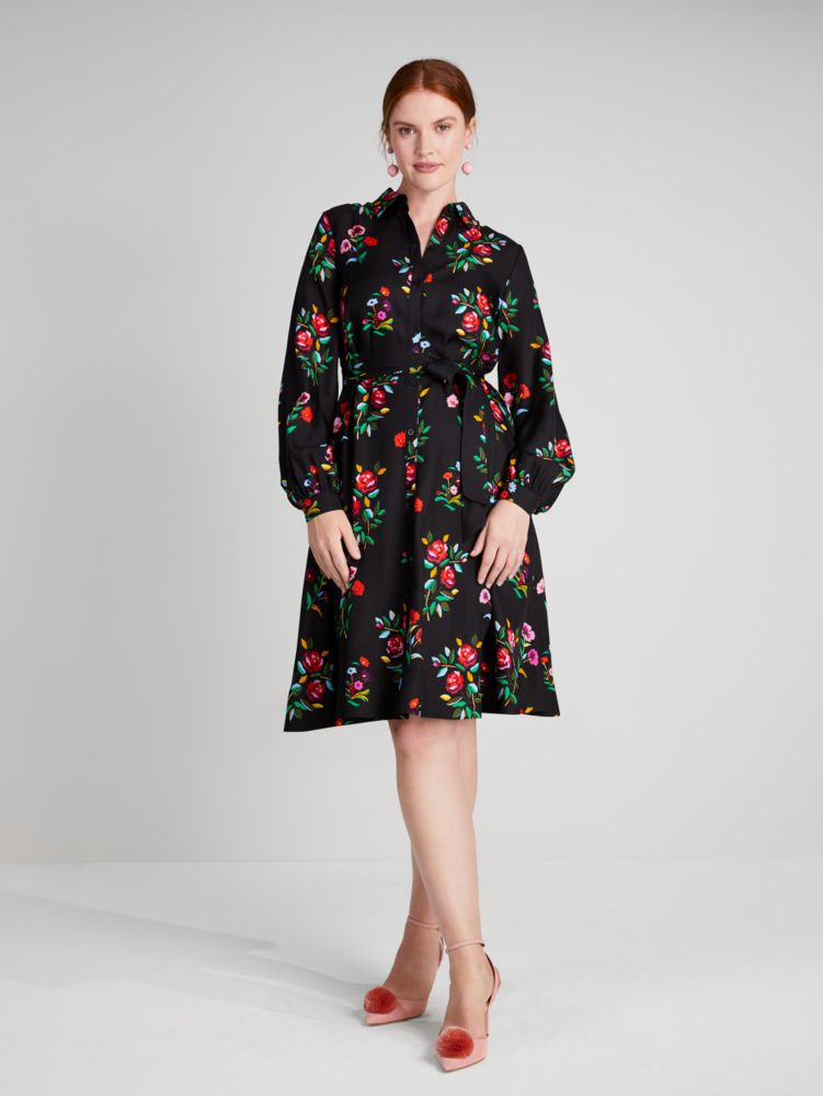 Kate Spade,Autumn Floral Silk-blend Shirtdress,