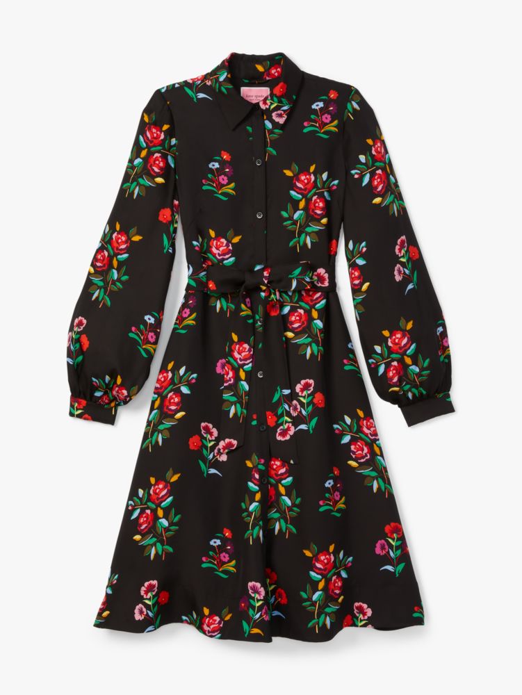 Autumn Floral Silk Blend Shirtdress | Kate Spade UK