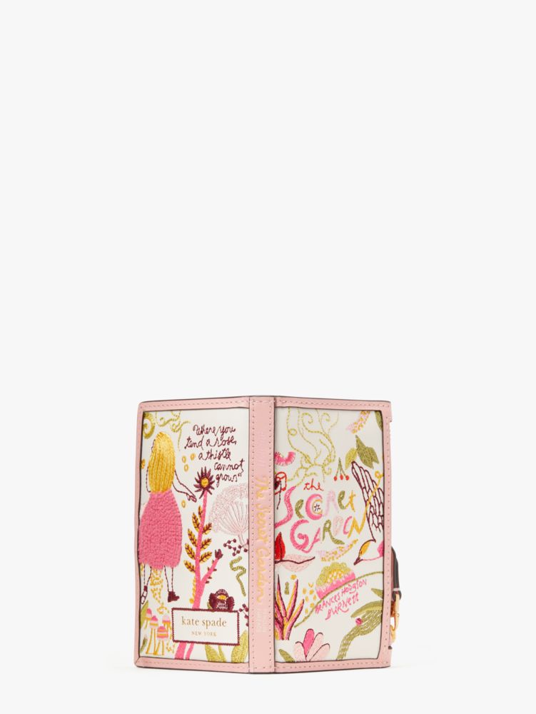 Kate Spade,Storyteller Secret Garden Embroidered Small Slim Bifold Wallet,