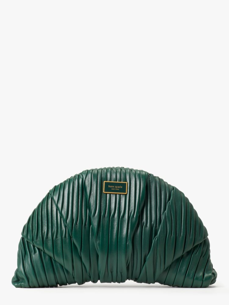 Kate Spade,Patisserie Pleated 3d Croissant Clutch,Emerald