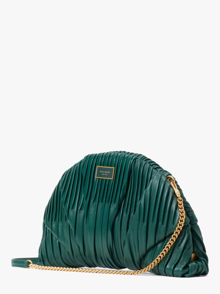 Kate Spade,Patisserie Pleated 3d Croissant Clutch,Emerald