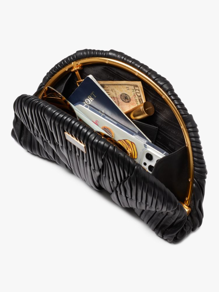 Kate Spade,Patisserie Pleated 3d Croissant Clutch,Emerald