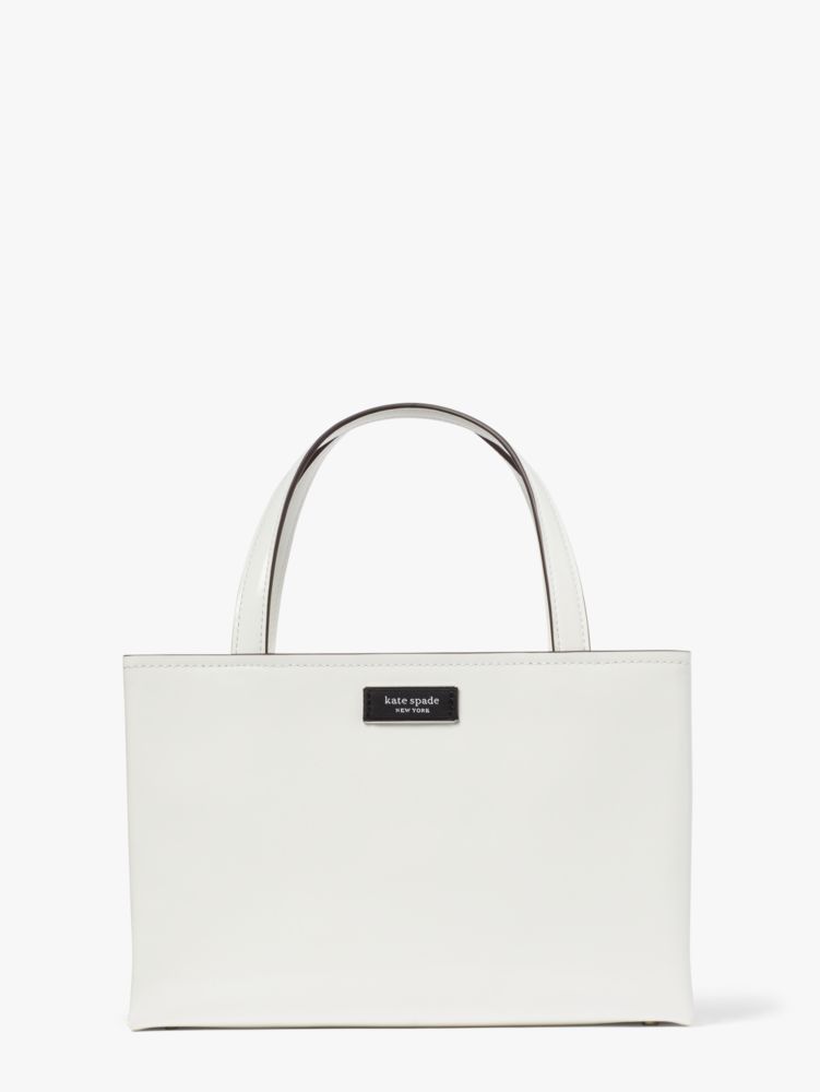 Kate Spade,Sam Icon Leather Small Tote,tote bags,Small,True White