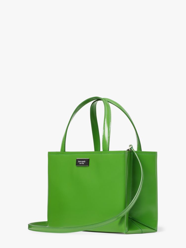 Kate Spade Sam Icon Leather Tote Bag Small Green in Spazzolato Leather with  Silver-tone - US