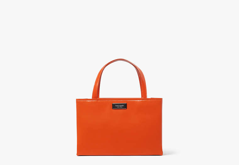 Kate Spade,Sam Icon Leather Small Tote,tote bags,Small,Fiery Orange image number 0