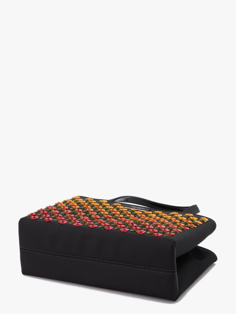 Kate Spade,サム アイコン フローラル エンベリッシュト ナイロン スモール トート,バッグ,ﾌﾞﾗｯｸ ﾏﾙﾁ