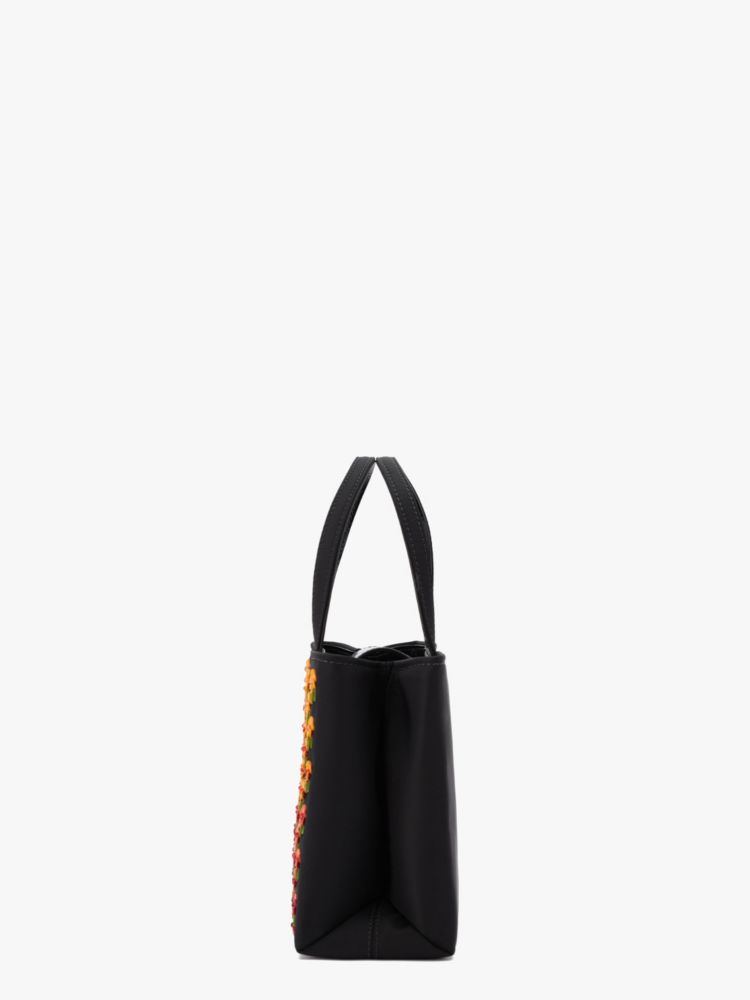 Kate Spade,サム アイコン フローラル エンベリッシュト ナイロン スモール トート,バッグ,ﾌﾞﾗｯｸ ﾏﾙﾁ