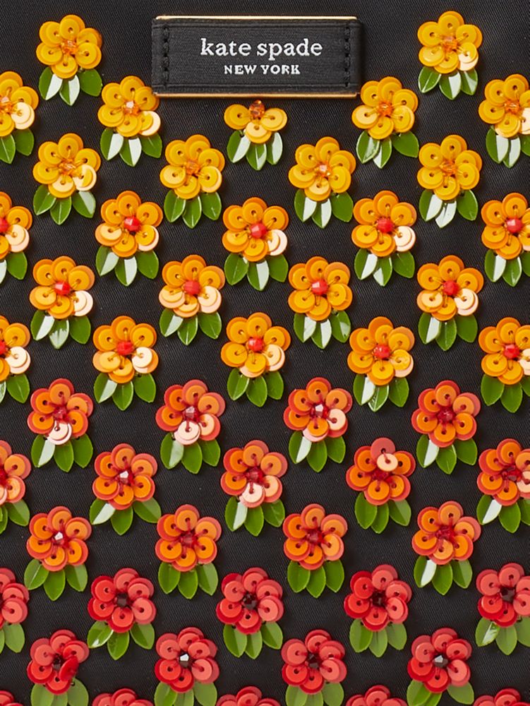 Kate Spade,サム アイコン フローラル エンベリッシュト ナイロン スモール トート,バッグ,ﾌﾞﾗｯｸ ﾏﾙﾁ