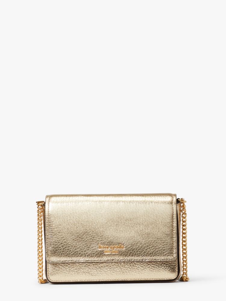 Kate Spade Spencer Chain Leather Crossbody In Black/gold