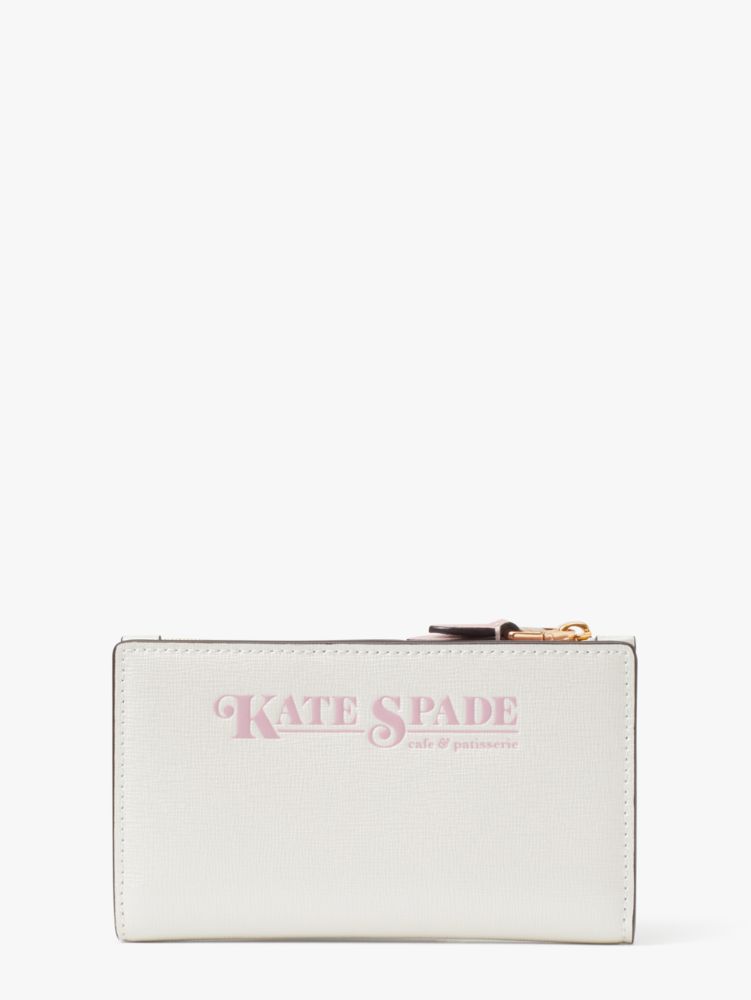 Kate Spade,Patisserie Small Slim Bifold Wallet,Halo White Multi