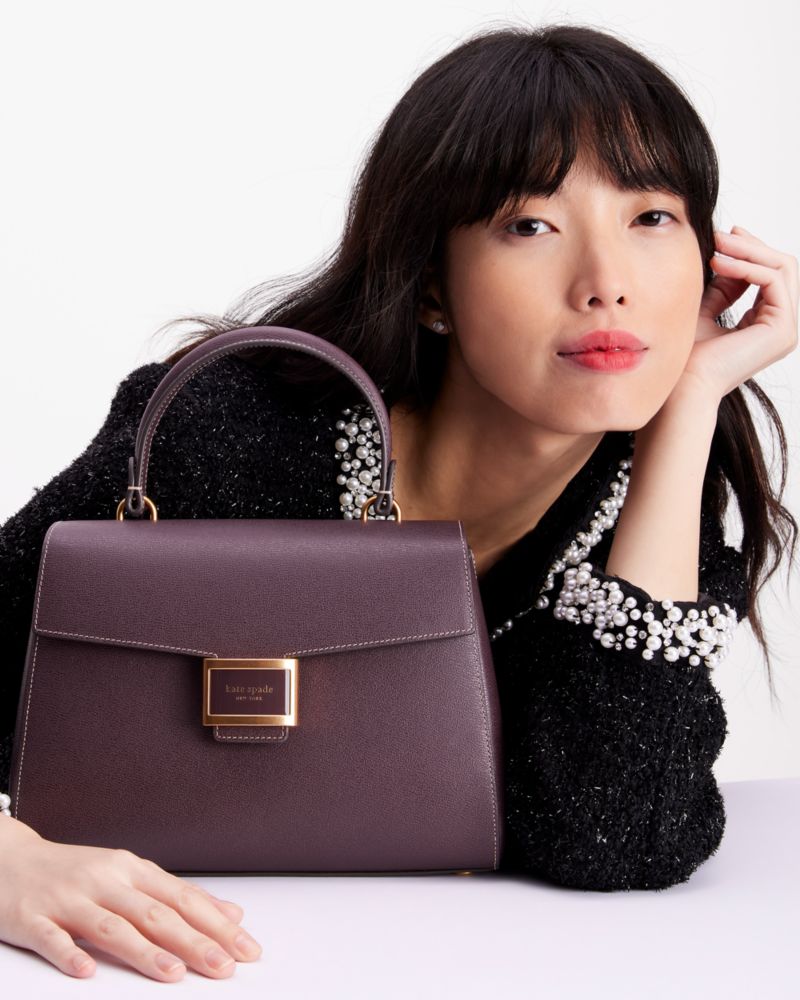 Kate Spade New York Katy Textured Leather Medium Shoulder Bag Black One  Size: Handbags