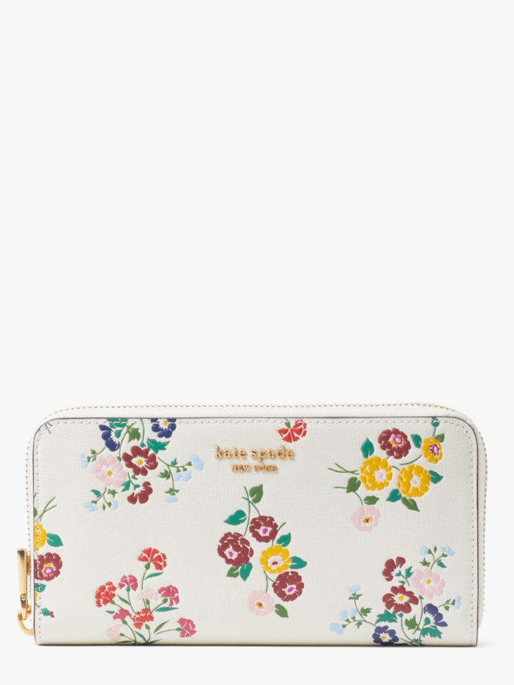 kate spade new york Morgan Rose Garden Zip Around Continental Wallet-Black  Multi