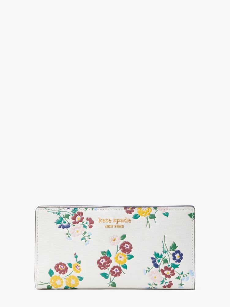Kate Spade,Morgan Bouquet Toss Embossed Slim Bifold Wallet,