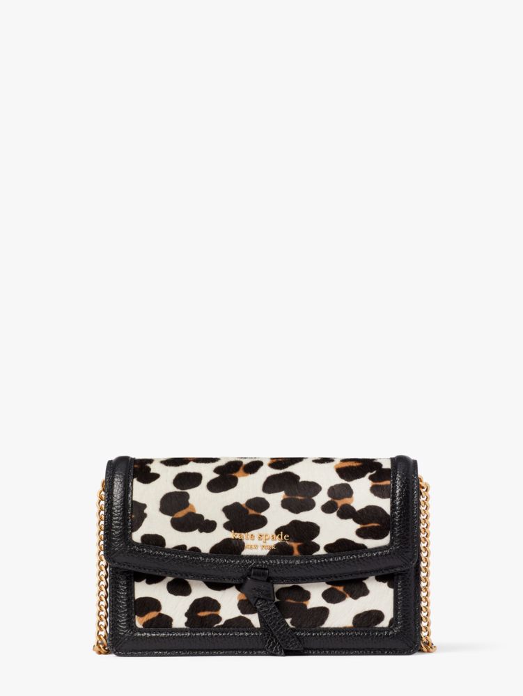 Kate Spade,Knott Haircalf & Pebbled Leather Flap Crossbody,Small,Cream Multi