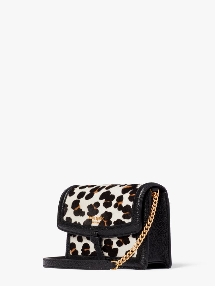 Kate Spade,Knott Haircalf & Pebbled Leather Flap Crossbody,Small,Cream Multi