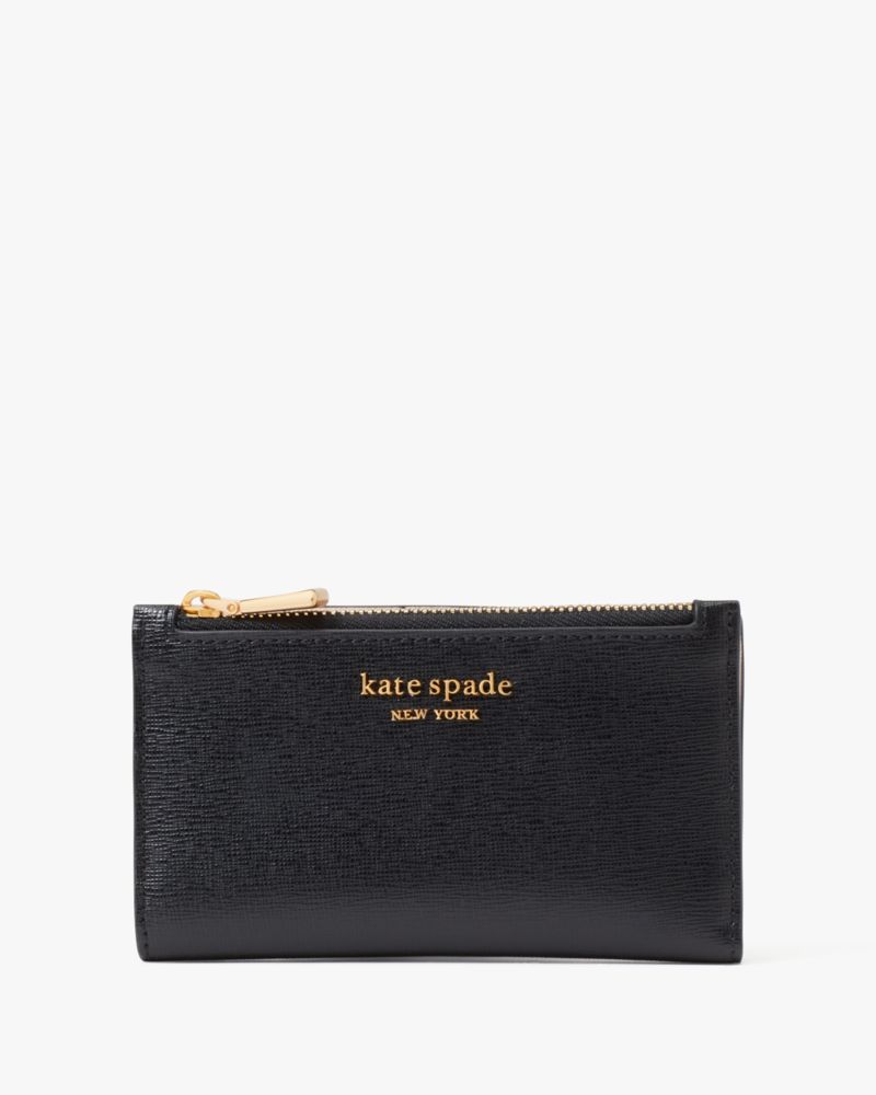 Kate Spade New York Morgan Rose Garden Printed Saffiano Leather  Small Slim Bifold Wallet Black Multi One Size : Clothing, Shoes & Jewelry