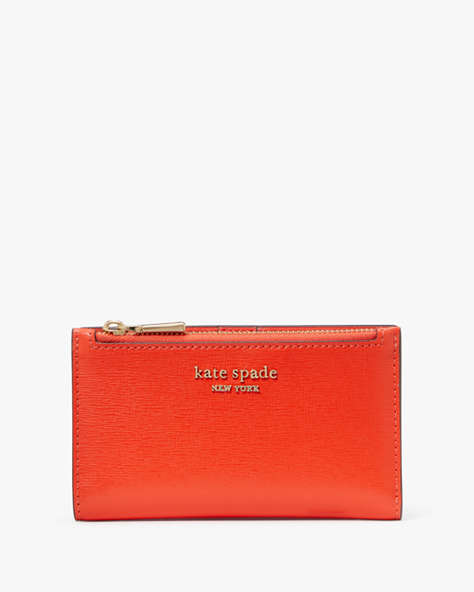Kate Spade,Morgan Small Slim Bifold Wallet,Casual,Red Berry