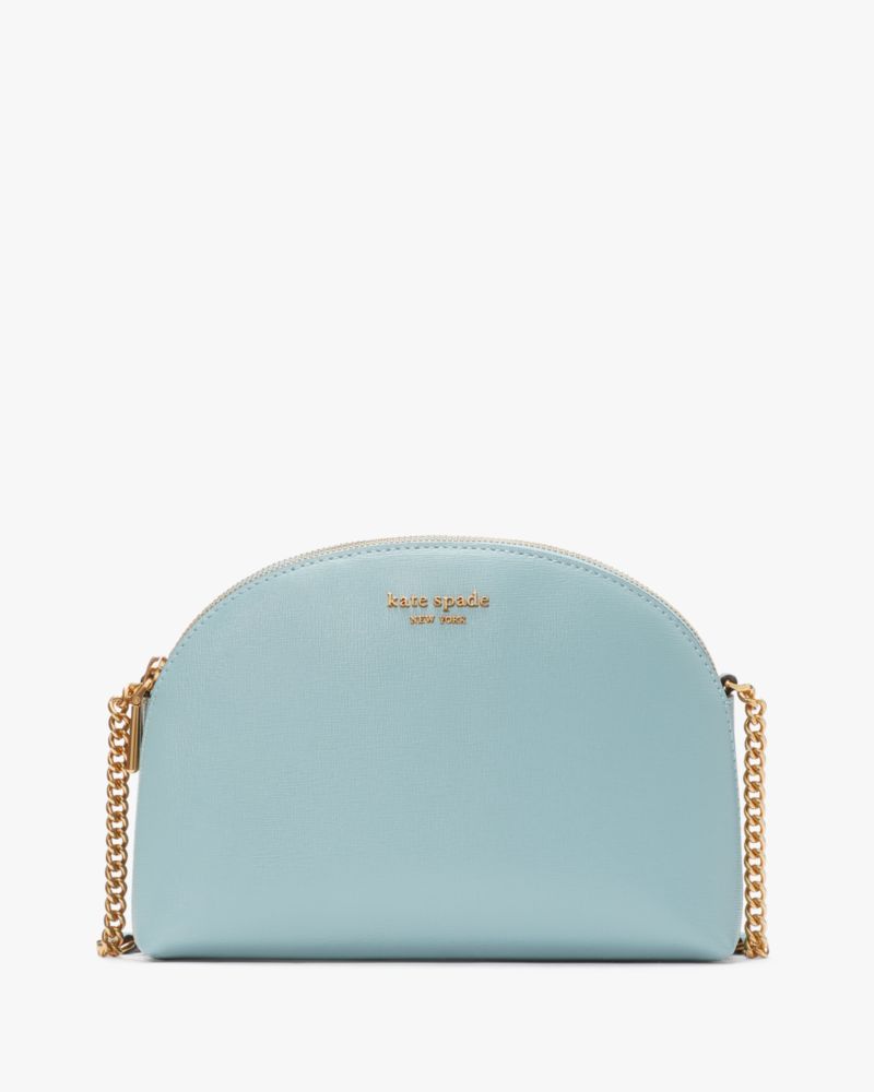 Kate Spade New York Morgan Saffiano Leather Double Zip Dome Crossbody  Aegean Teal One Size: Handbags