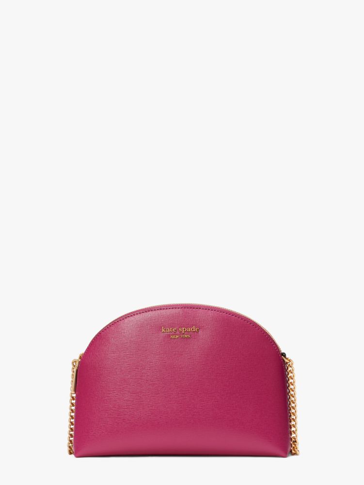 Kate Spade,Morgan Double-Zip Dome Crossbody,Small,Plum Liqueur