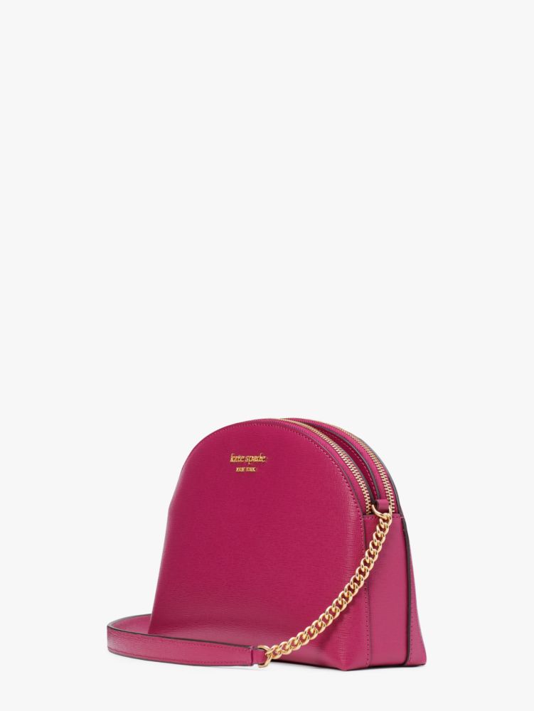 Kate Spade,Morgan Double-Zip Dome Crossbody,Small,Plum Liqueur