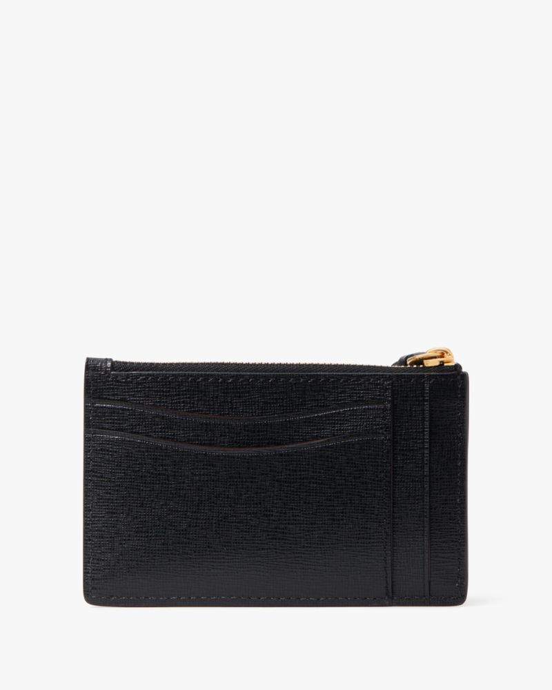 Kate Spade,Morgan Card Case Wristlet,Leather,Card Case,Wristlet,Metal,Logo,Scratch Resistant,Key Ring,Casual,Black