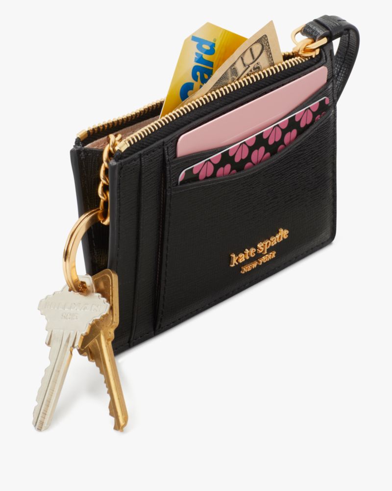  Kate Spade New York Morgan Rose Garden Printed Saffiano Leather  Coin Card Case Wristlet Black Multi One Size : Clothing, Shoes & Jewelry