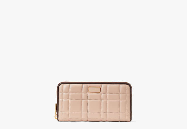 Kate Spade,Evelyn Quilted Zip-Around Continental Wallet,Milk Tea