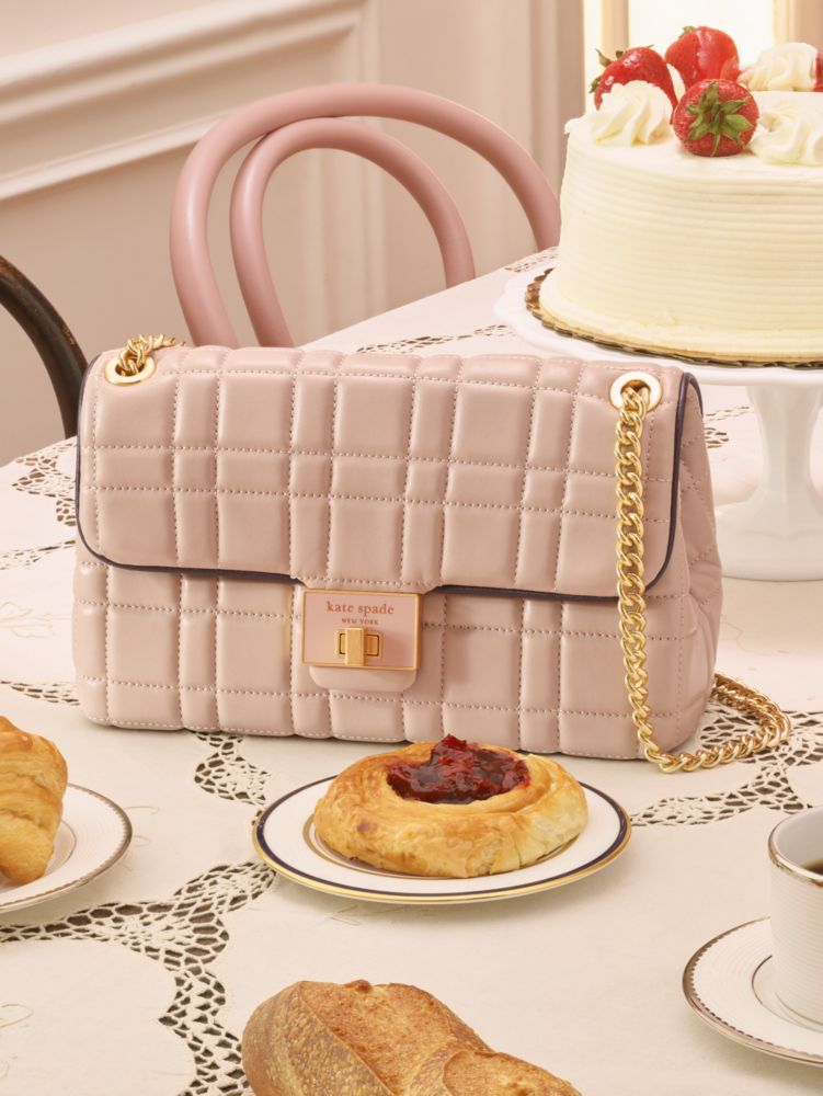 QA_AUTO Evelyn Quilted Small Shoulder Crossbody, Milk Tea, Product
