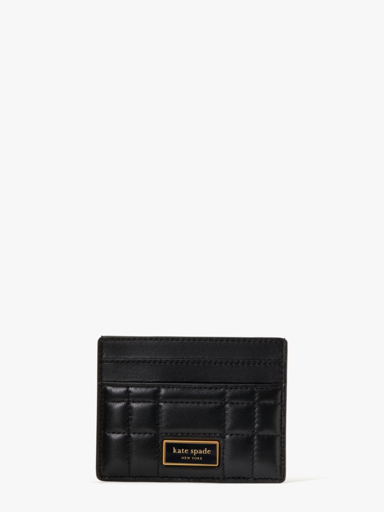 Kate Spade,Evelyn Quilted Cardholder,Evening,Black