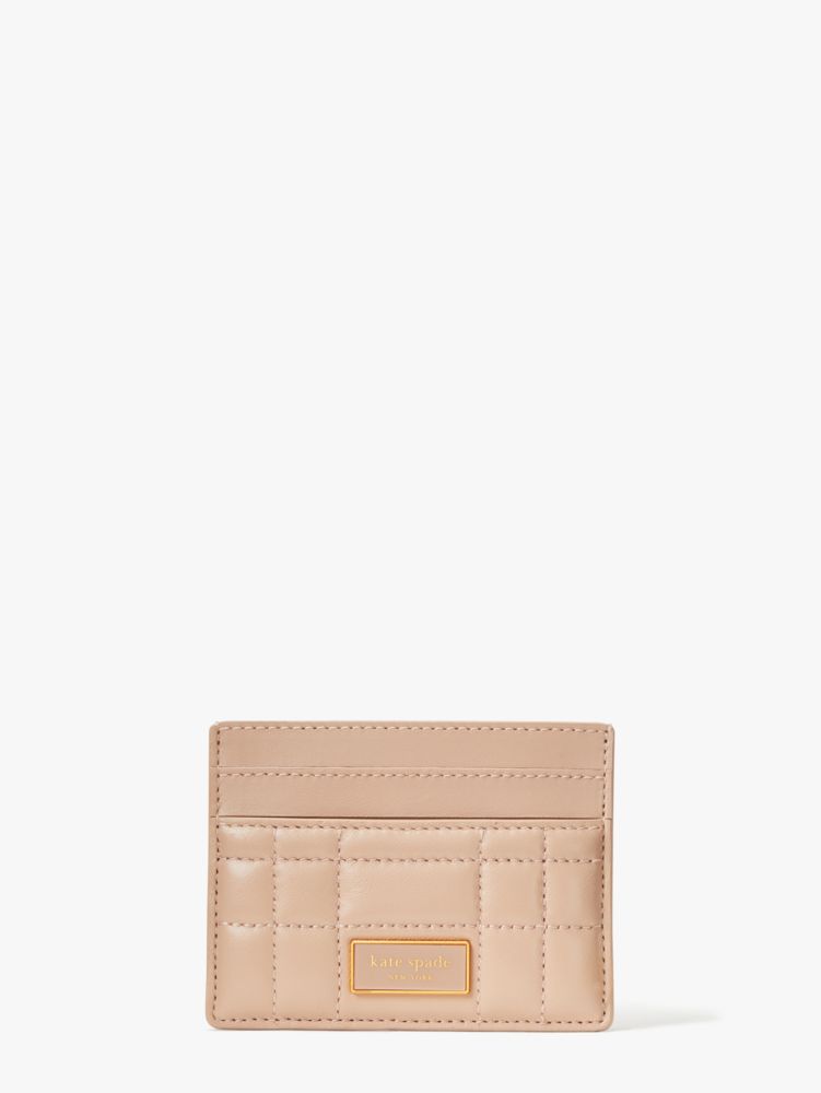 Kate Spade,Evelyn Quilted Cardholder,Evening,Milk Tea