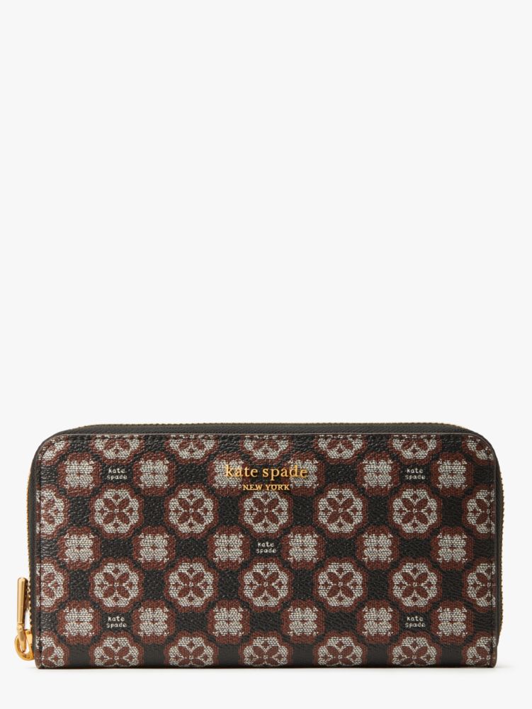 Spade Flower Monogram Coated Canvas Zip Around Continental Wallet 