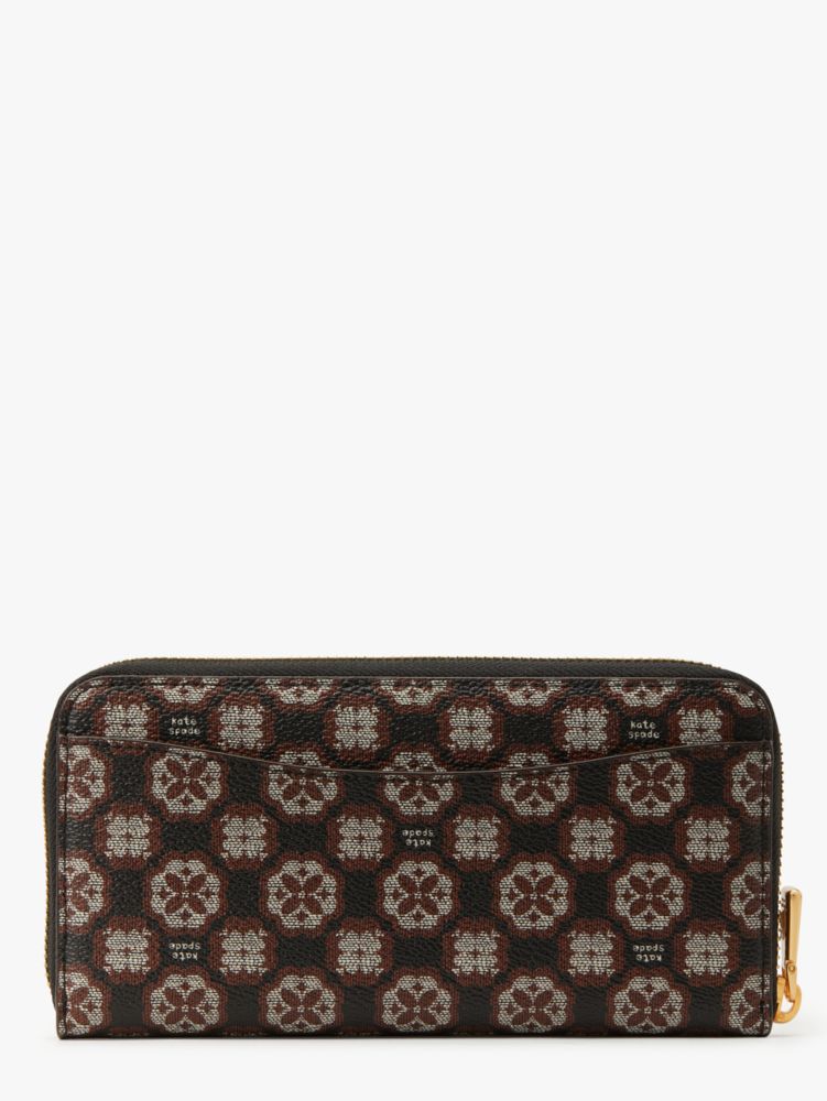 Kate Spade,Spade Flower Monogram Coated Canvas Zip-Around Continental Wallet,