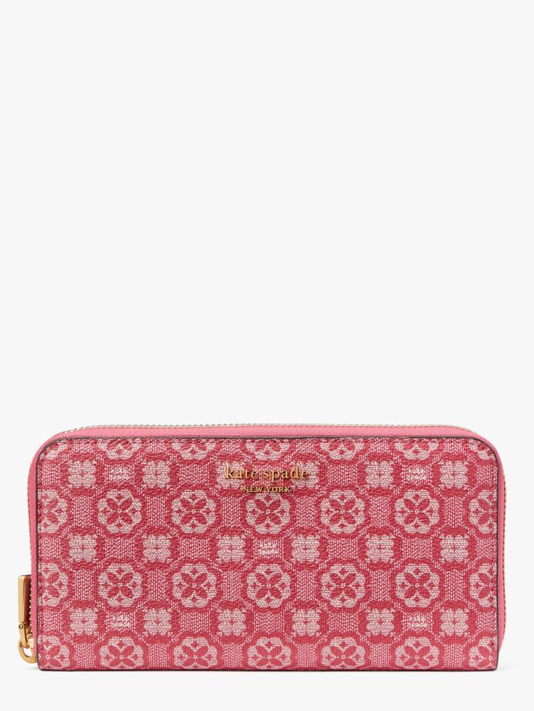 Spade Flower Monogram Coated Canvas Zip-around Continental Wallet, , Product