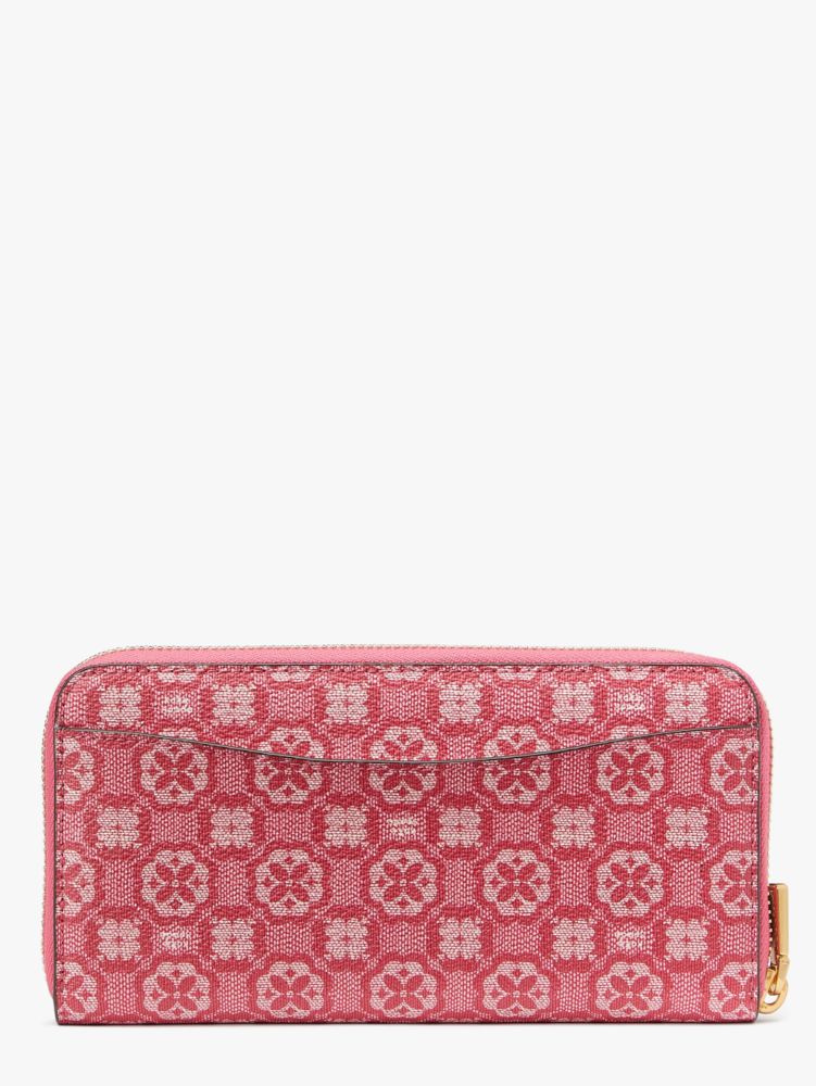 Spade Flower Monogram Coated Canvas Zip-around Continental Wallet, , Product
