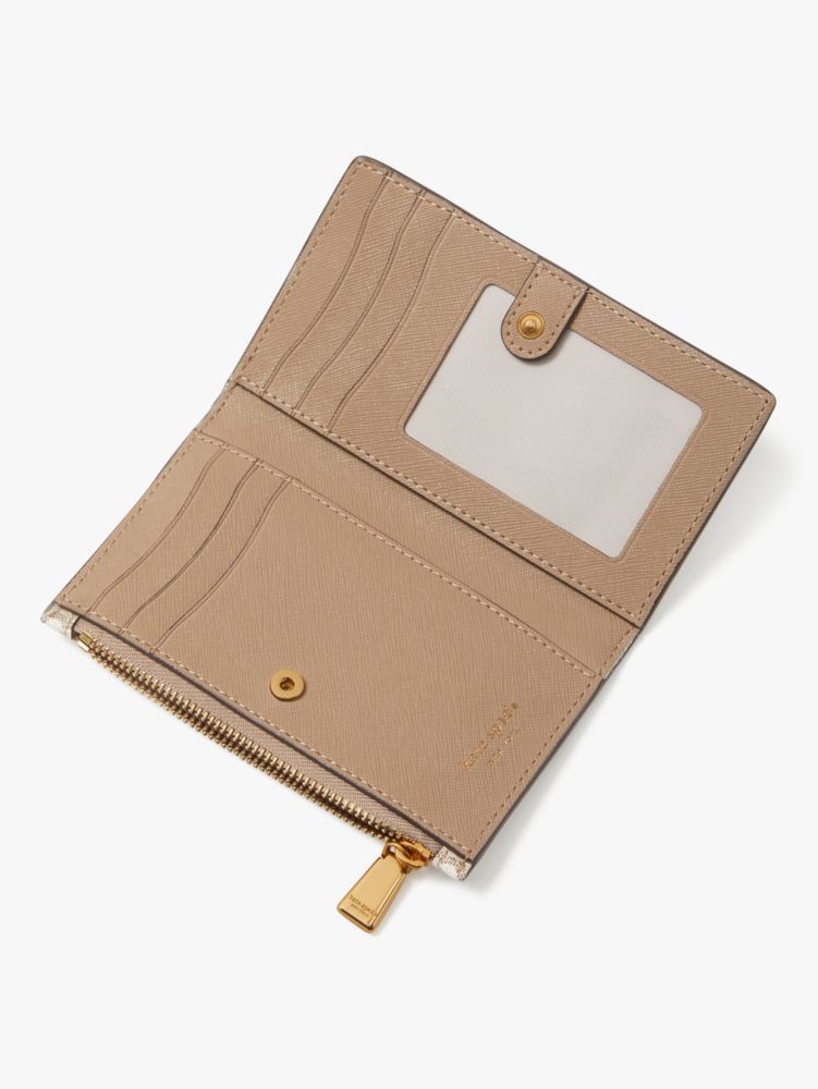 Spade Flower Monogram Coated Canvas Small Slim Bifold Wallet, Natural Multi, Product