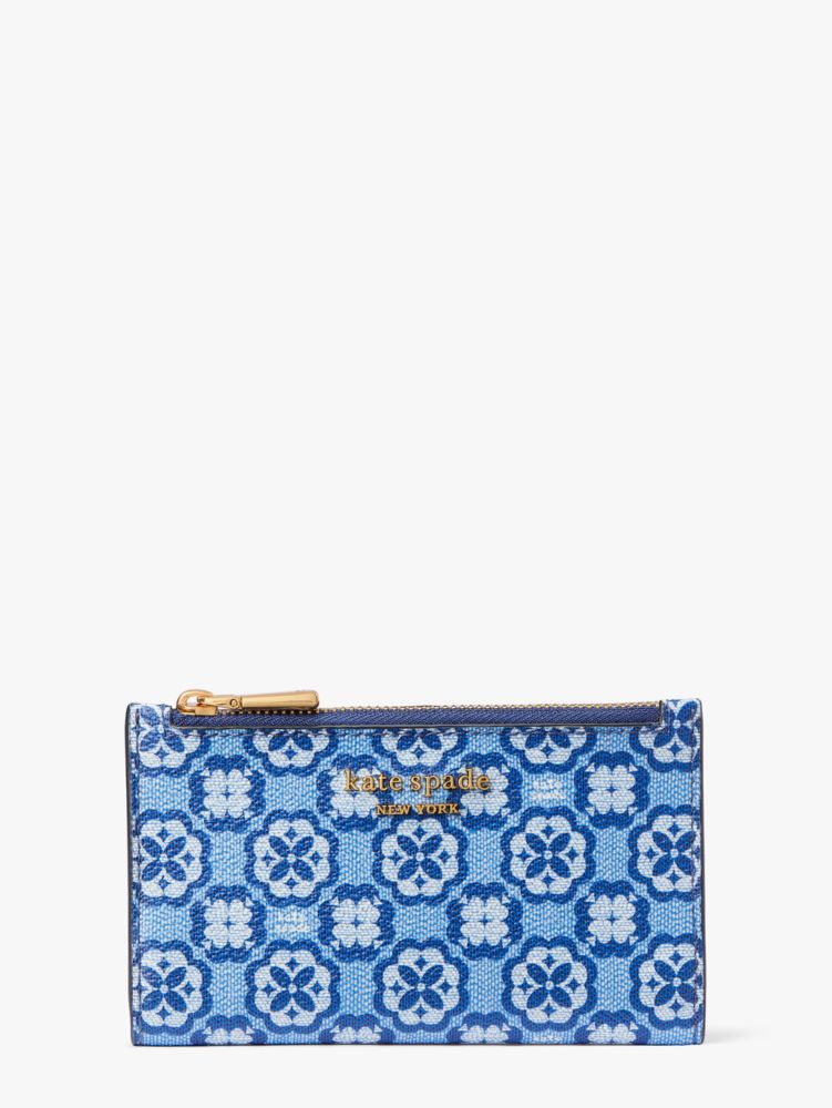 Spade Flower Monogram Coated Canvas Small Slim Bifold Wallet, Outerspace Multi, Product