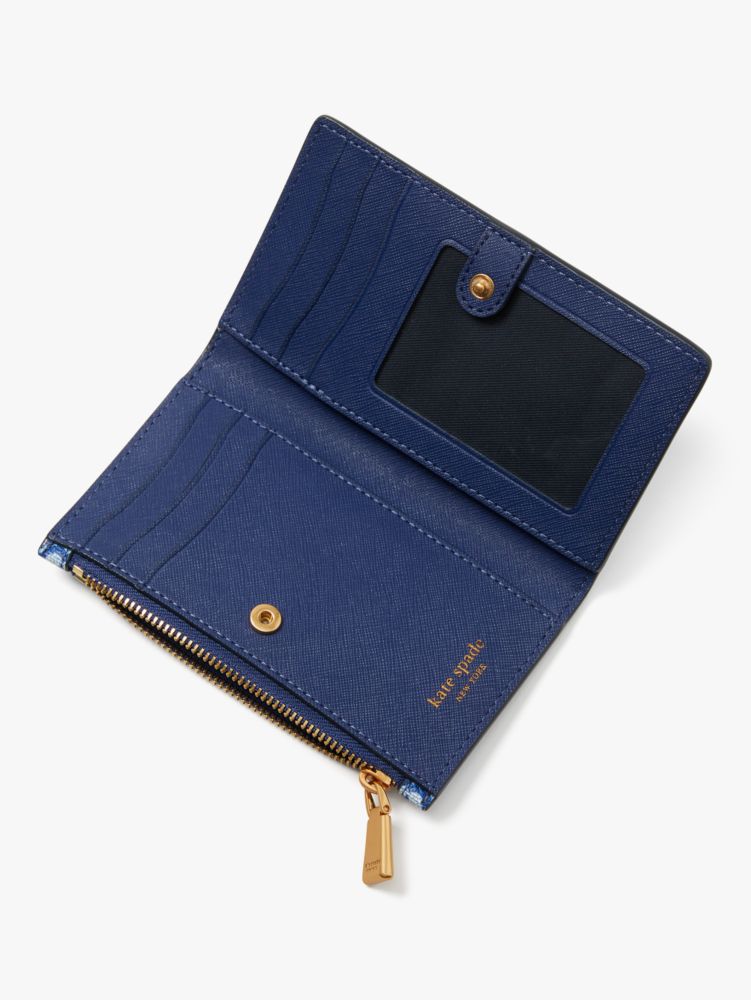 Spade Flower Monogram Coated Canvas Small Slim Bifold Wallet, Outerspace Multi, Product