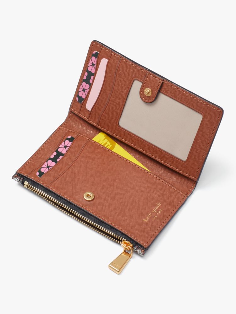 Spade Flower Monogram Coated Canvas Small Slim Bifold Wallet, Outerspace Multi, Product